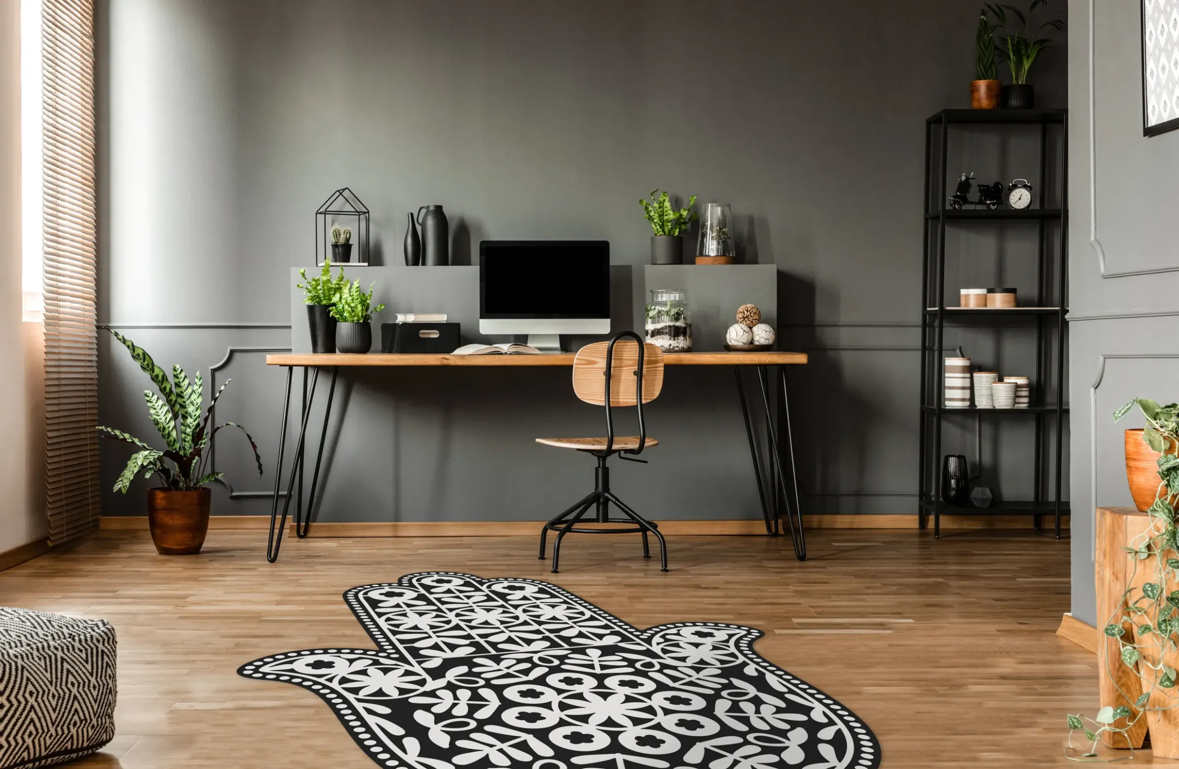 Tapis Main De Fatma Plastique Blanc Noir / 99 X 150 Cm - Vinyle - Podevache