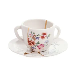 Tasse A Cafe Kintsugi Ceramique Blanc / Set Tasse A Cafe Avec Soucoupe - Seletti