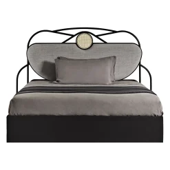 Tete De Lit Yvette Fibre Vegetale Bois Gris Noir Beige / L 200 X  H 121 Cm - Rembourree - Wiener Gtv Design