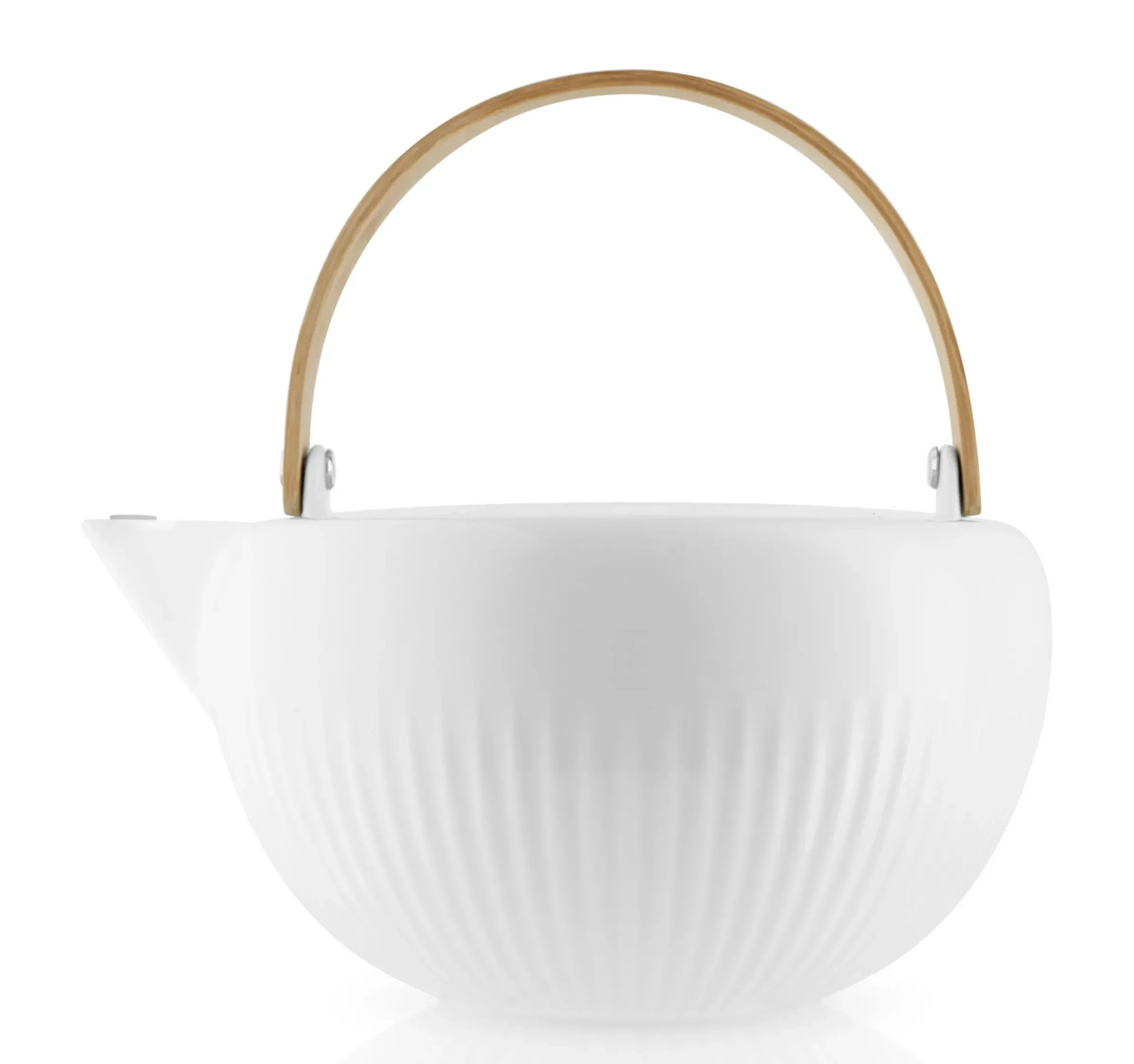 Theiere Legio Nova Ceramique Blanc Bois Naturel / 1,2 L - Porcelaine Et Bois - Eva Trio