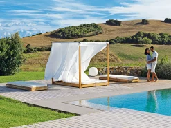 Transat Double Essenza Bois Naturel Bois / A Baldaquin - Inclinable / 170 X 215 Cm - Ethimo