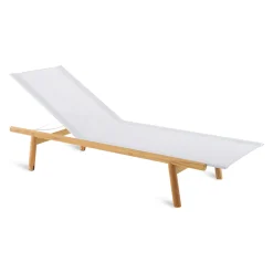 Transat Inclinable Pevero Blanc Bois Naturel Bois & Blanc - Unopiu