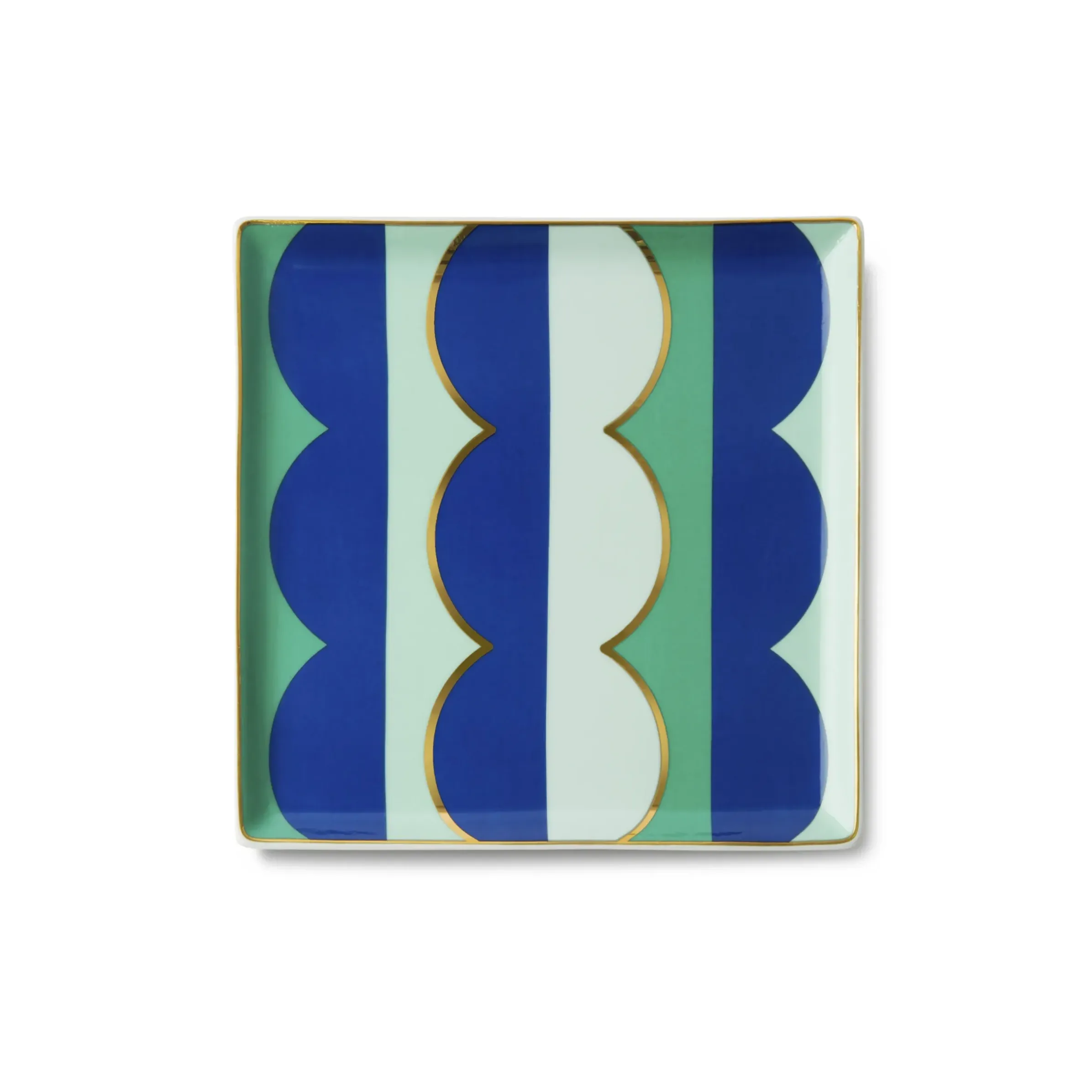 Vide-Poche Riviera Wave Ceramique Bleu Multicolore / Coupelle - Porcelaine / 15,5 X 15,5 Cm - Octaevo