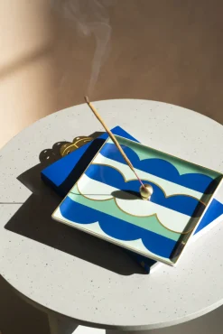 Vide-Poche Riviera Wave Ceramique Bleu Multicolore / Coupelle - Porcelaine / 15,5 X 15,5 Cm - Octaevo