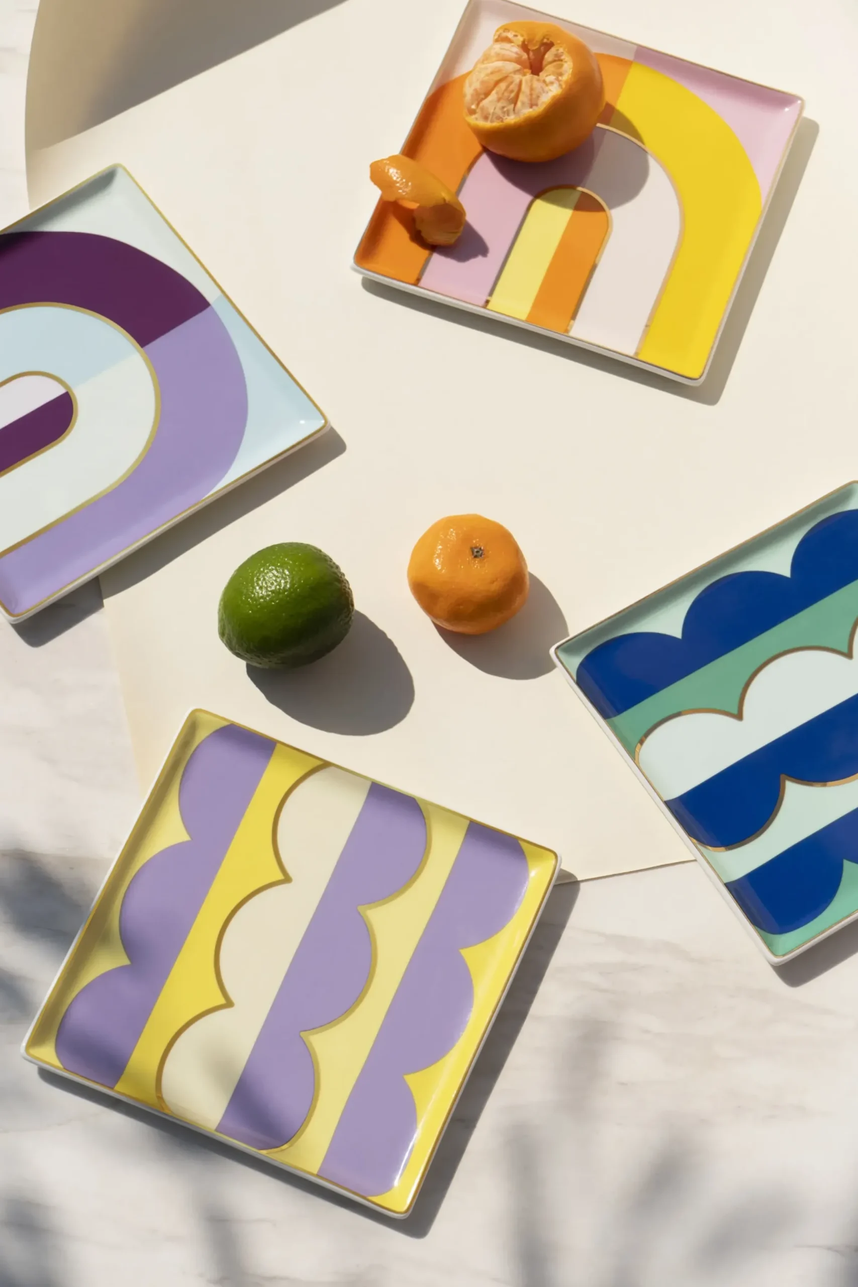 Vide-Poche Riviera Wave Ceramique Bleu Multicolore / Coupelle - Porcelaine / 15,5 X 15,5 Cm - Octaevo